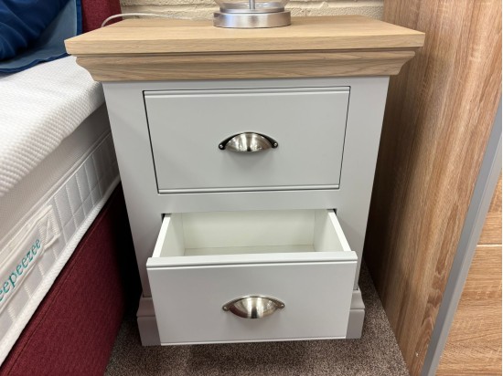 TCH Furniture Coelo Bedside Table 2 Drawers ( PAIR ) Small in Natural Stone - Clearance