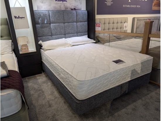 Harrison Spinks Shallow True Edge Sprung Base with matching Roma Deep headboard in Waves Fabric