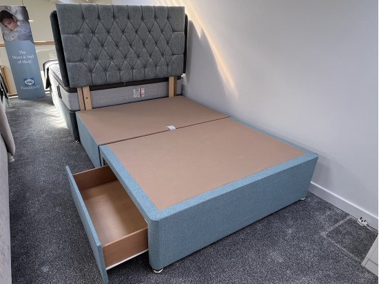 Teal 2 Drawer Base with Lana Headboard – Clearance Offer