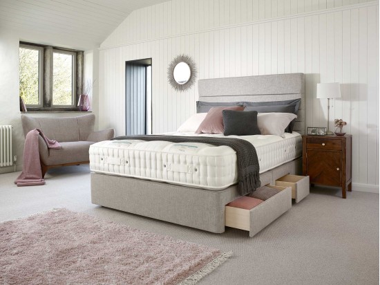 Harrison Spinks Premium 4 Drawer Base with Wiltern Easy Access Headboard in Superking